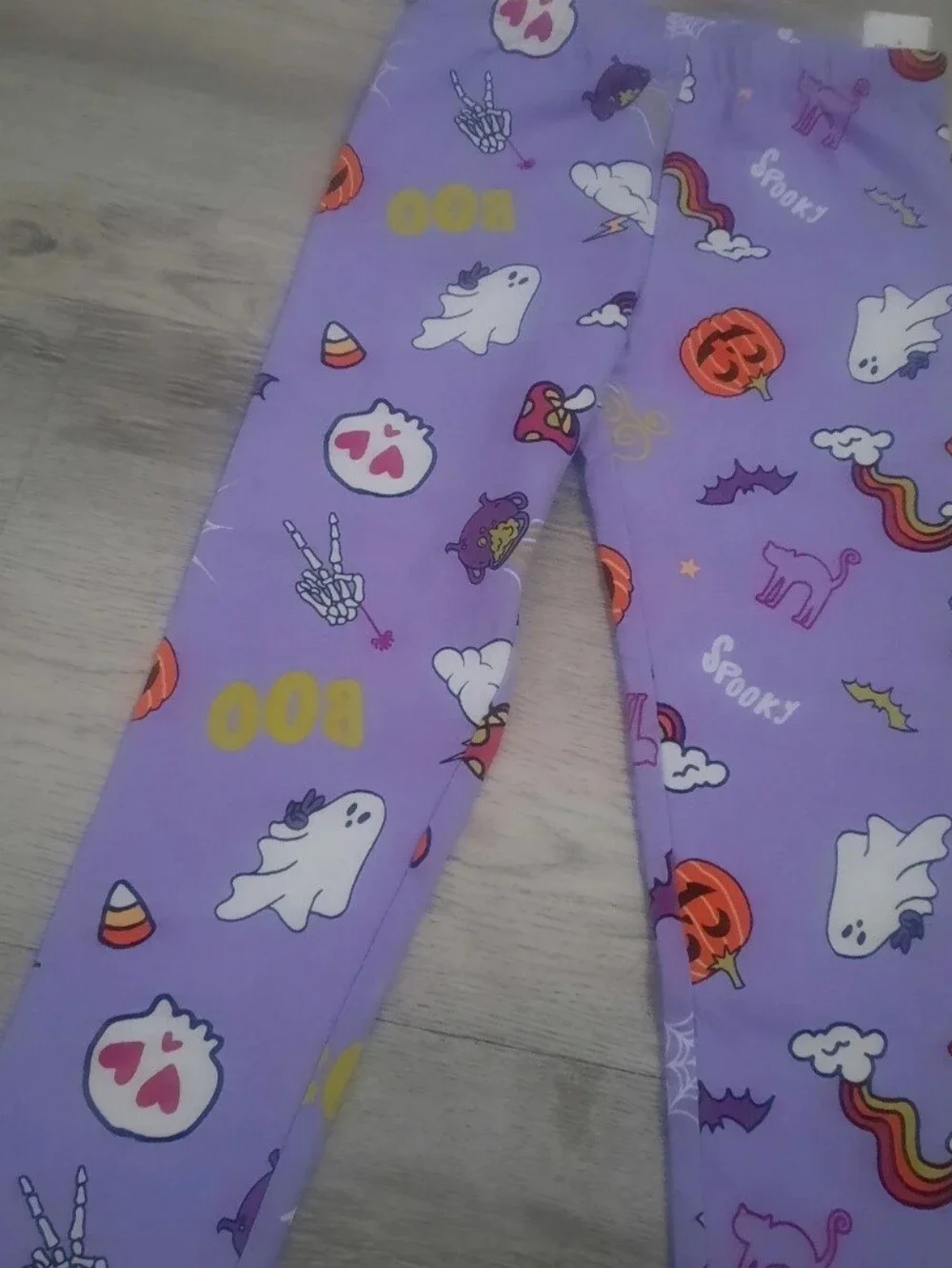 Kids Purple Halloween Ghost Print Leggings